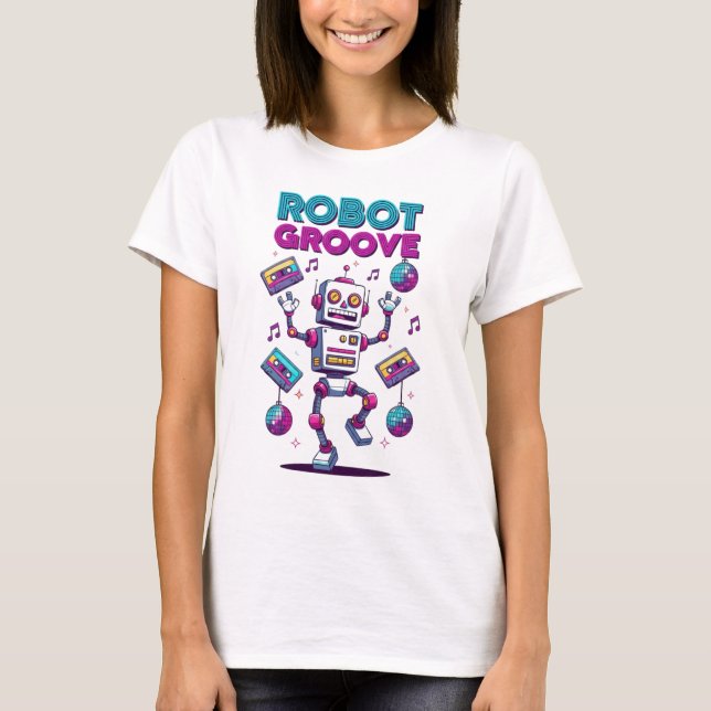 Robot Groove – Retro 80-tals Dansstämning T-Shirt (Framsida)