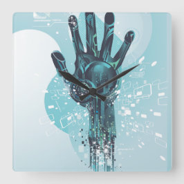 Robot Hand Wall Clock Fyrkantig Klocka