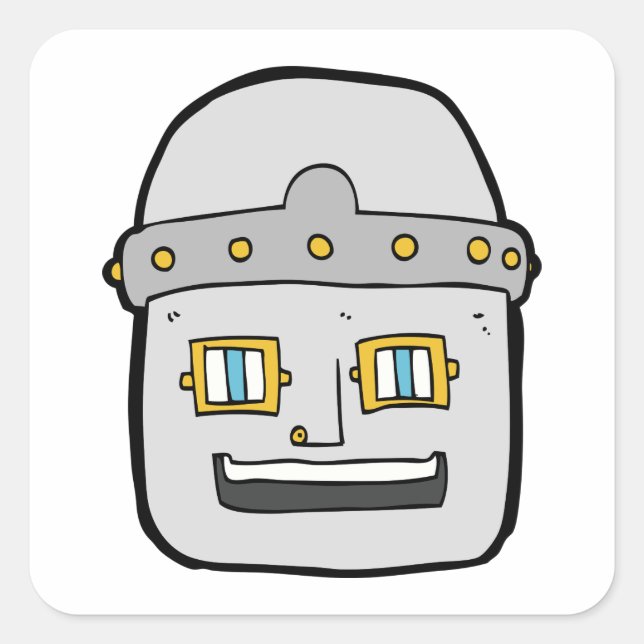 Robot Head Square Sticker Fyrkantigt Klistermärke (Framsida)