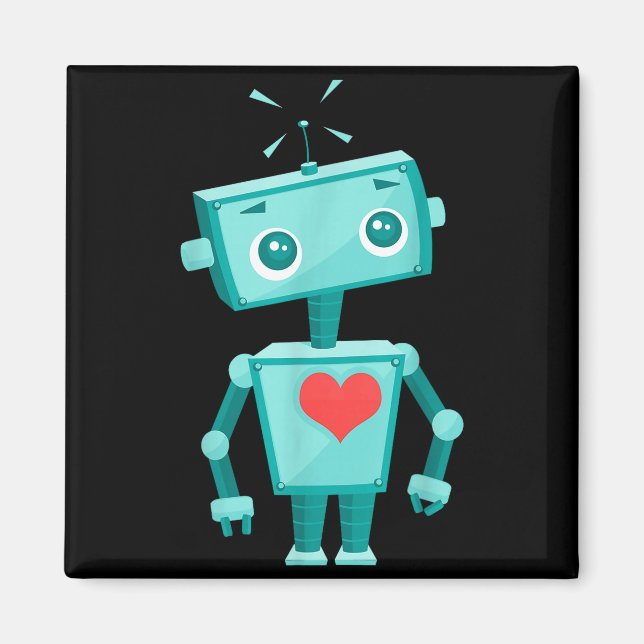 Robot Heart Valentine's Day For Kids Girls  Magnet (Framsidan)