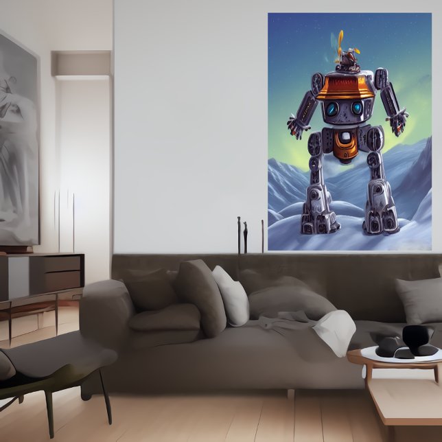 Robot i snöberget | AI Art Poster (Skapare uppladdad)