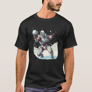 Robot i Snowball Fights för AI Cyborg Fläkt T Shirt