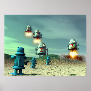 Robot Invasion från över V2 Poster