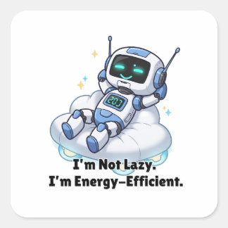 Robot jag är inte Lazy. Jag är energieffektiv. Fyrkantigt Klistermärke