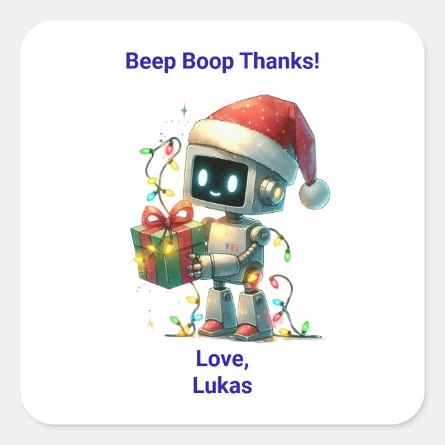 Robot Jul Födelsedagspresent Klistermärke (Framsida)