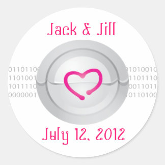 Robot Kärlek Monogram Sticker Runt Klistermärke