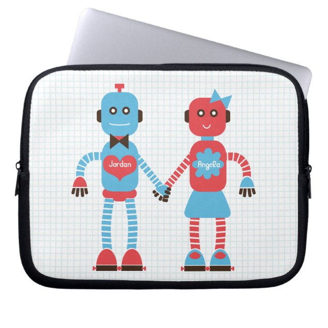 Robot Kärlek Personlig Laptop sleeve för Par (Framsidan)