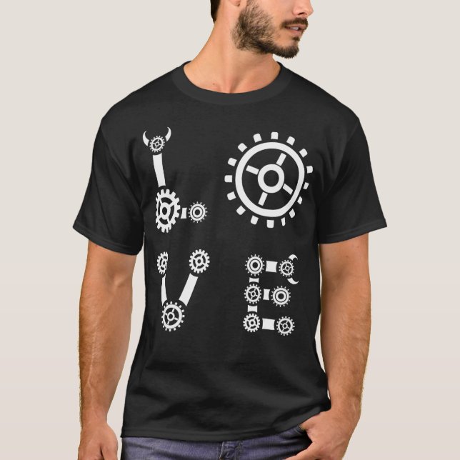 Robot Kärlek Robotic Cyborg Mechanical Engineering T Shirt (Framsida)