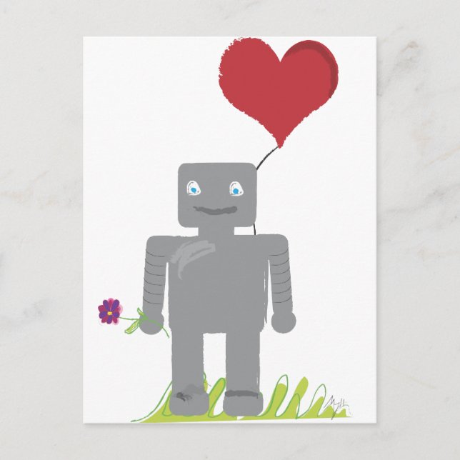 Robot Kärlek Valentine Helg Vykort (Framsida)