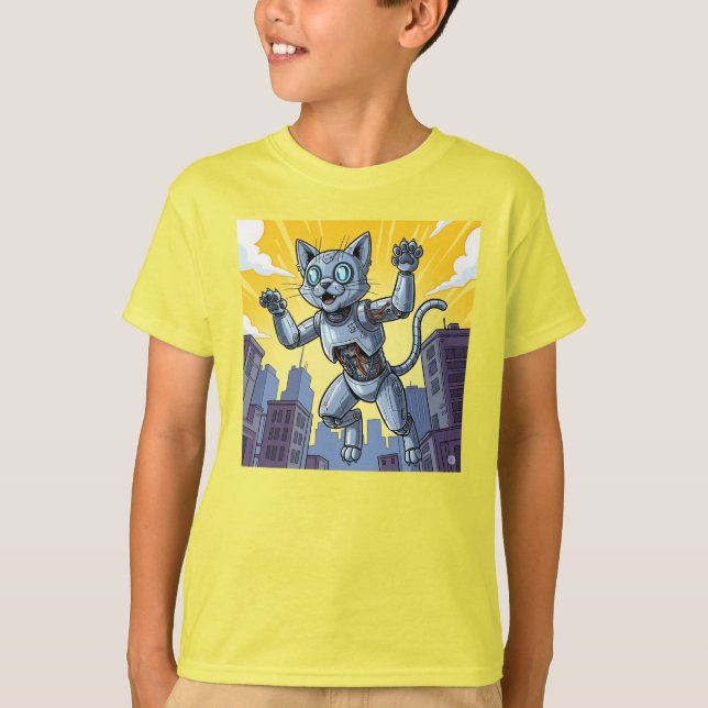 Robot-katten kör amok i staden! t shirt (Framsida)
