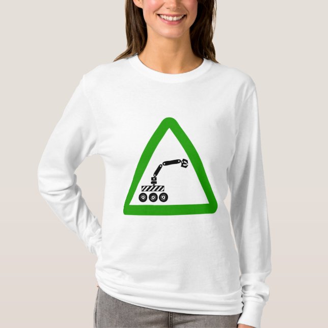 Robot Korsnings Varnings Skylt T Shirt (Framsida)