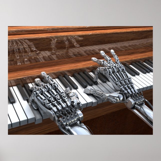 Robot leker på piano poster (Framsidan)
