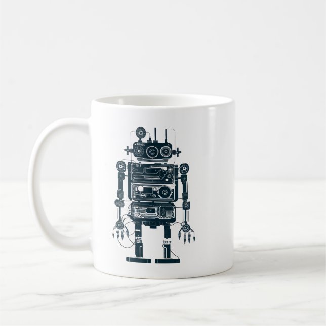 Robot Made of Retro Analog Equipment Kaffemugg (Vänster)