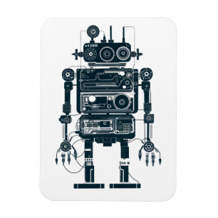 Robot Made of Retro Analog Equipment Magnet