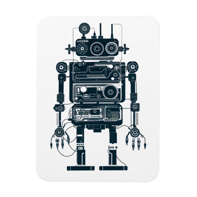 Robot Made of Retro Analog Equipment Magnet (Vertikal)