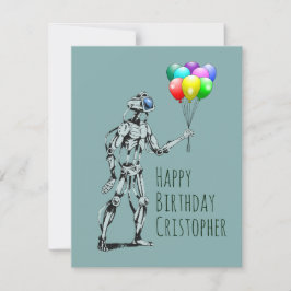 Robot med ballonger födelsedags kort
