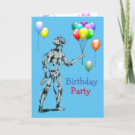 Robot med Balloons Birthday-inbjudan Inbjudan