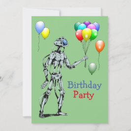 Robot med Balloons Birthday-inbjudan Inbjudningar