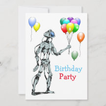 Robot med Balloons Birthday-inbjudan