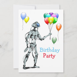 Robot med Balloons Birthday-inbjudan Inbjudningar