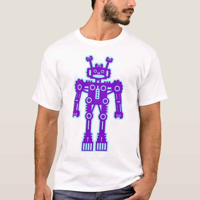 Robot Mk I - (Lila & Lt Blue) - Anpassad Tee Shirt (Framsida)
