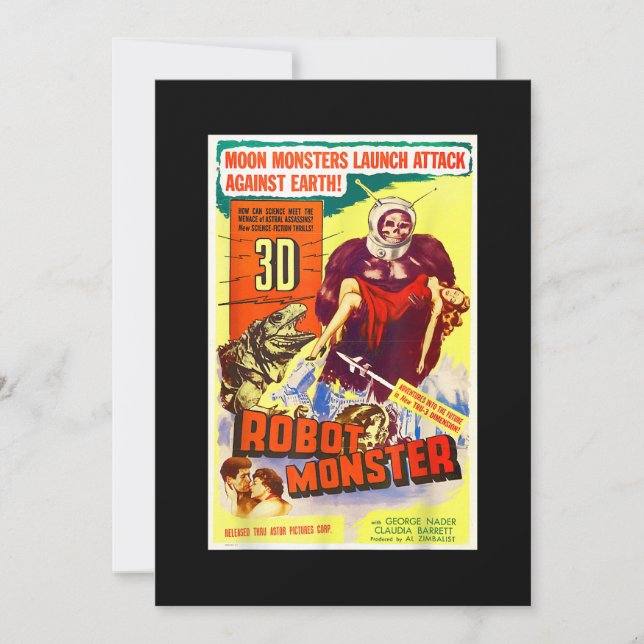 Robot Monster Halloween Horror Sci Fi Ape Outer Sp Inbjudningar (Framsida)