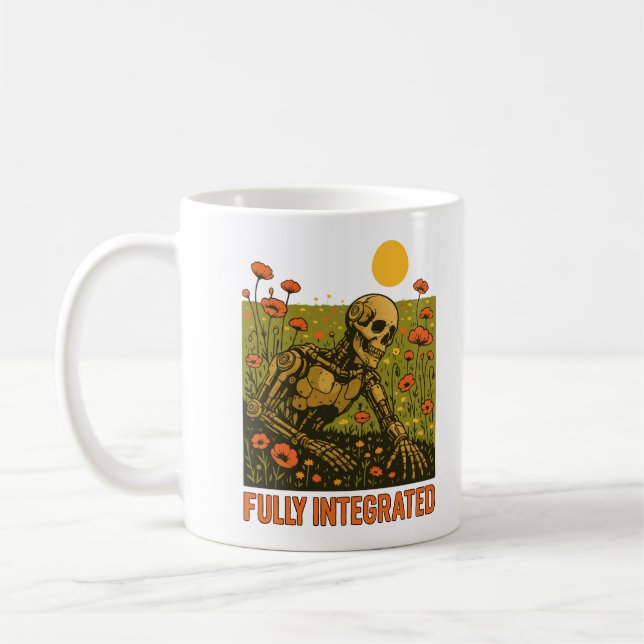 Robot Nature Flowers Blommar Fält Kaffemugg (Vänster)