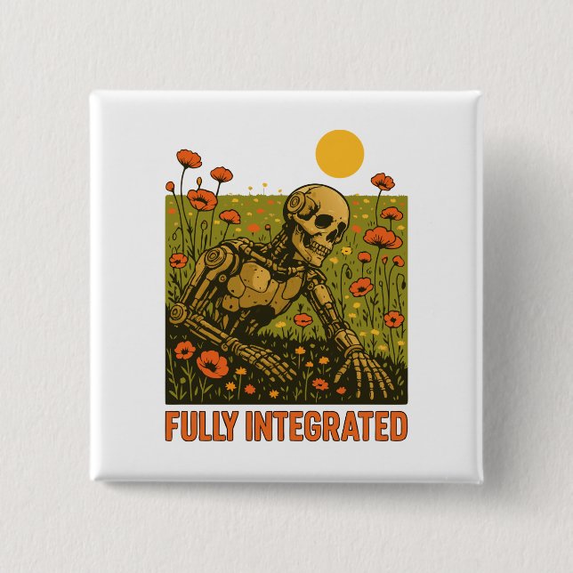 Robot Nature Flowers Blommar Fält Knapp (Framsida)