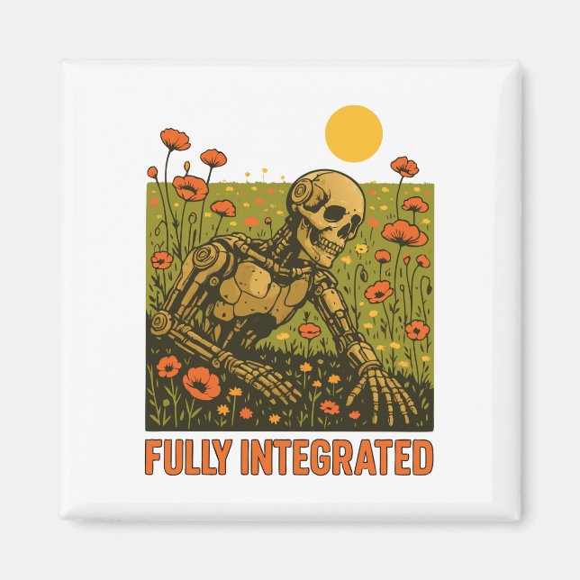 Robot Nature Flowers Blommar Fält Magnet (Framsidan)