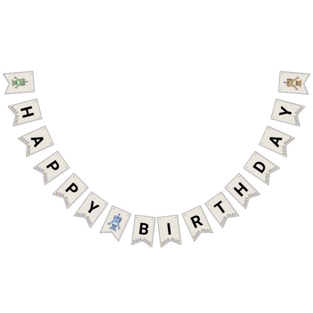 Robot och Gears Birthday Banner Vimplar (Alla)