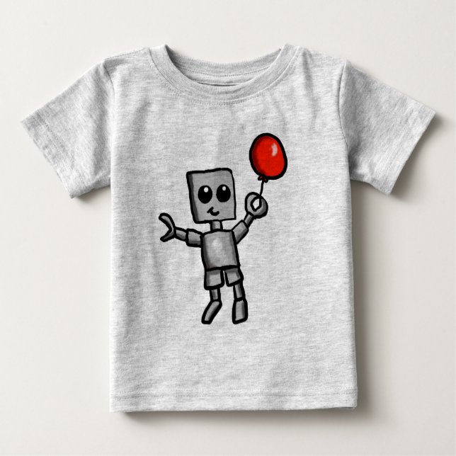Robot och röd ballongskjorta t shirt (Framsida)
