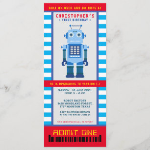 Robot party Birthday biljett Inbjudningar