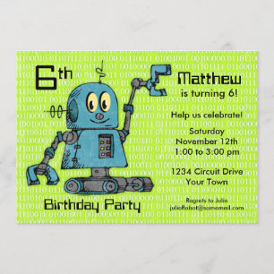 Robot Personlig Birthday Inbjudan