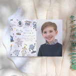 Robot Photo Födelsedagsfest inbjudan<br><div class="desc">En söt födelsedagsfest-fotoinbjudan med robottemat. Den här inbjudan är en perfekt för alla barn som använder kärlek-vetenskap, teknik och all robot i sak. På högerna finns anpassningsbarnas foto! Underbar för robot, vetenskap, teknik eller STEM-temat party. Du kan gärna meddela mig om du vill ha den här inbjudan i ett annat...</div>