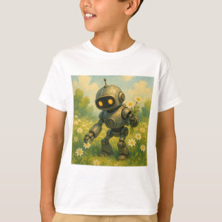 Robot Picking Flowers T Shirt