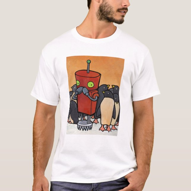 Robot & pingvin tee shirt (Framsida)