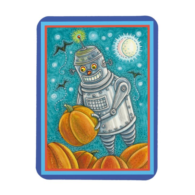 ROBOT PUMPKINS, HALLOWEEN MEECHANICAMAN MAGNET (Vertikal)