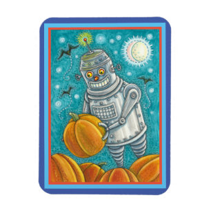 ROBOT PUMPKINS, HALLOWEEN MEECHANICAMAN MAGNET