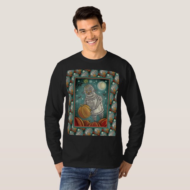 ROBOT PUMPKINS, HALLOWEEN MEECHANICAMAN T SHIRT (Hel framsida)