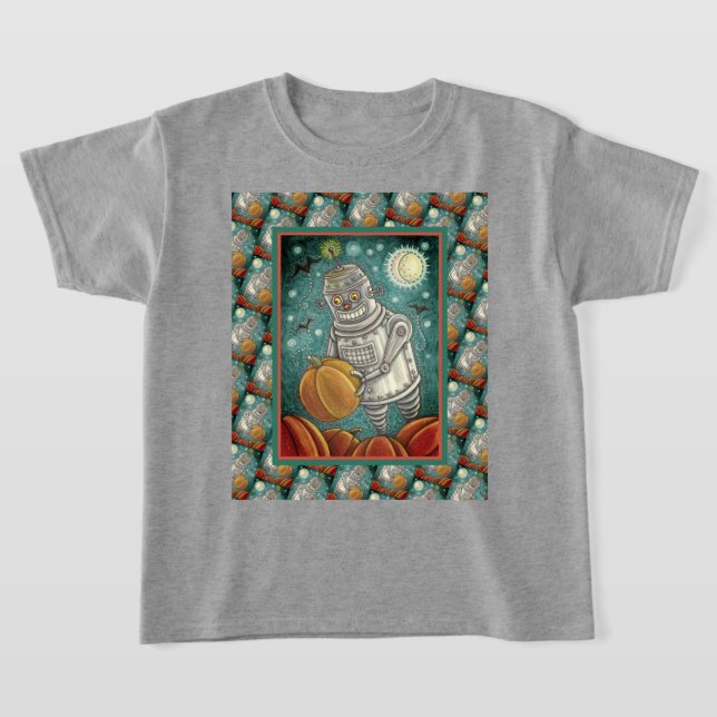 ROBOT PUMPKINS, HALLOWEEN MEECHANICAMAN T SHIRT (Laydown)