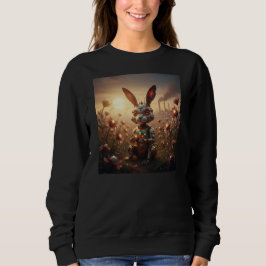 Robot Rabbit in Steampunk Flower Field T Shirt