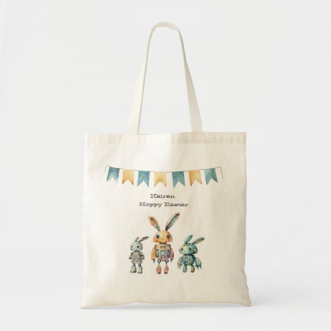 Robot Rabbits Påsk Tote Bag Tygkasse (Framsidan)