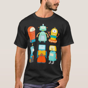 Robot Retro Roligt AI Robotics Geek Nerd Funny T Shirt
