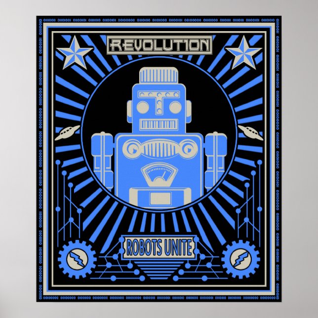 Robot Revolt Blue Poster (Framsidan)