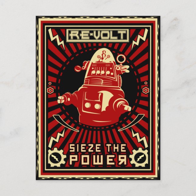 Robot Revolution Red Vykort (Framsida)