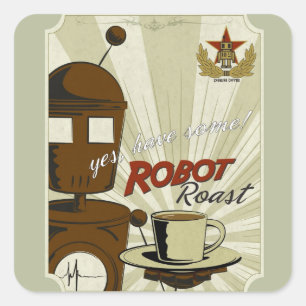 Robot Roast Fyrkantigt Klistermärke
