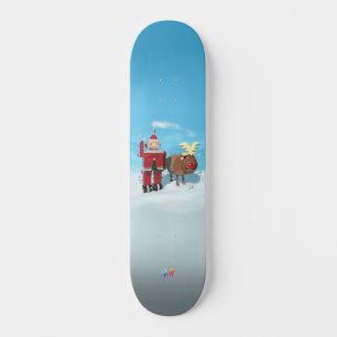 Robot Santa & Oh Hjort jul Helgdag Äventyr Mini Skateboard Bräda 18,5 Cm