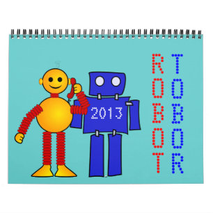 Robot sci-fi tecknad roligt science fiction kalender