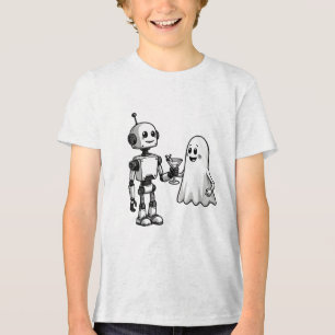 Robot Shaking Ghost Spooky Halloween Rebotic T Shirt