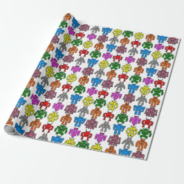 Robot Silhouette Wrapping Papper Presentpapper
